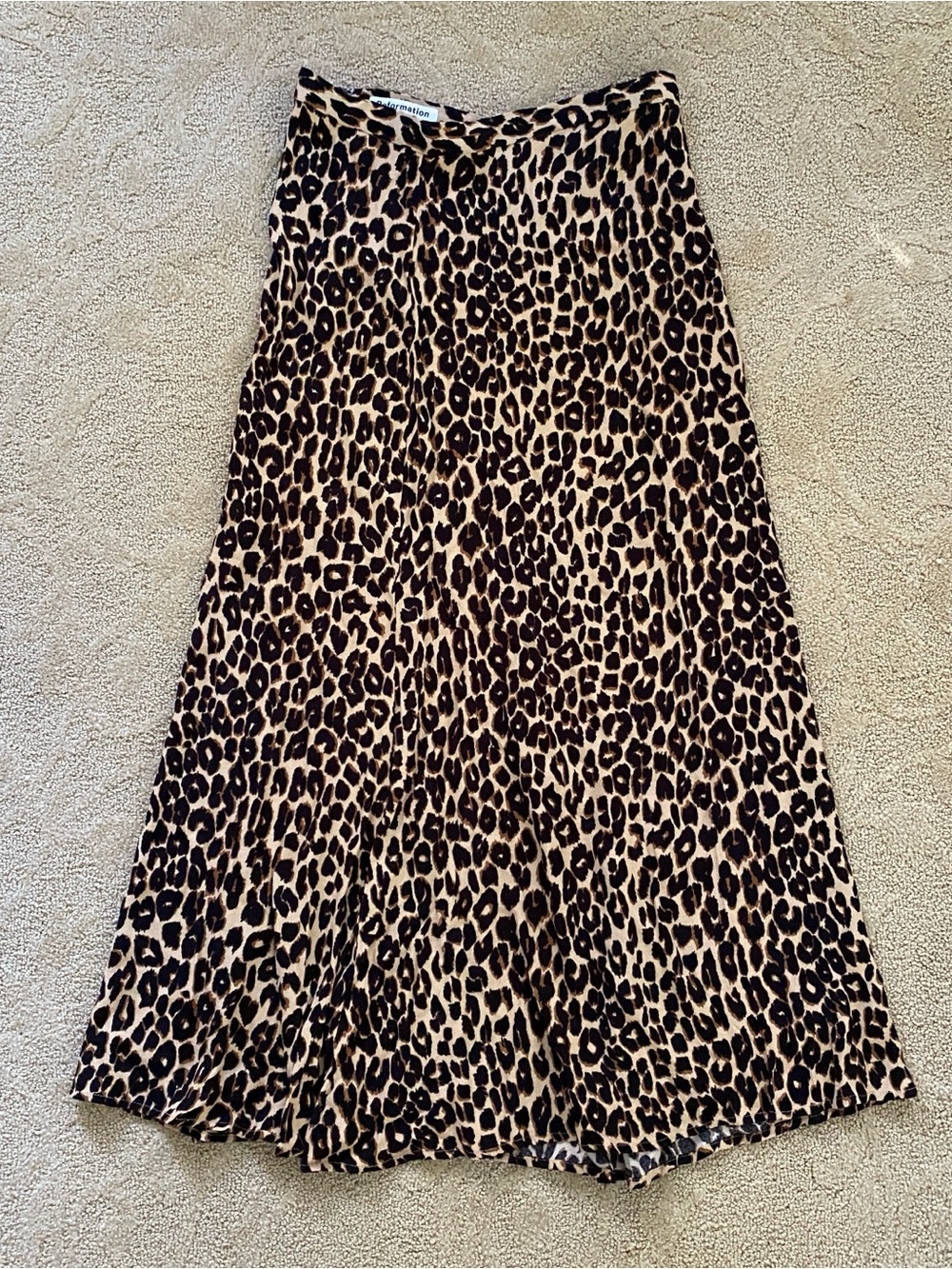 Reformation Bea Animal Print Leopard Long Midi Skirt Size Zero 6 Fitted Zipper